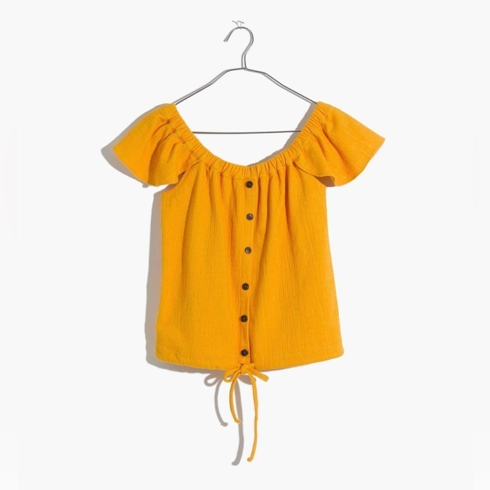 Madewell Texture & Thread Off-the-Shoulder Top Celestial Gold Size S - Picture 4 of 14